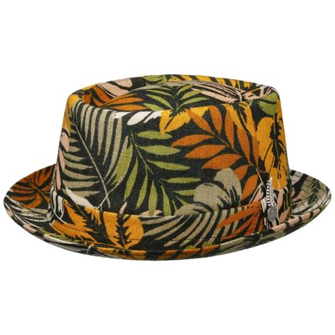 Coloured Leaves Pork Pie Linen Hat By Lierys Lierys High