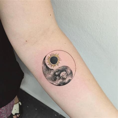 Sun Moon Yin Yang Tattoo On The Forearm