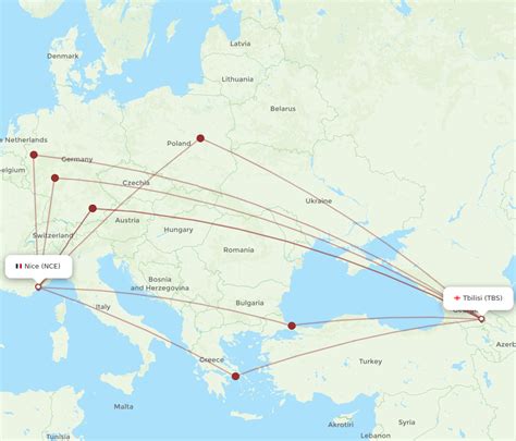 All Flight Routes From Tbilisi To Nice Tbs To Nce Flight Routes