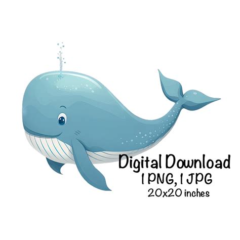 Whale, Cute Whale Clipart, Ocean Animals Whale PNG, Whale for Kids Toddlers Sublimation, Whale ...