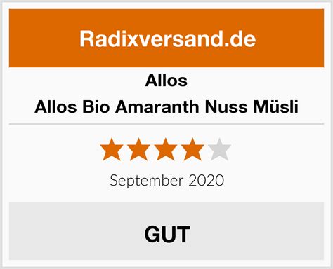 Allos Bio Amaranth Nuss Müsli Lebensmittel Test 2024