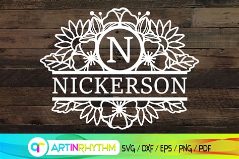 Floral Split Monogram Frame Svg Wedding Monogram Svg Family - Etsy