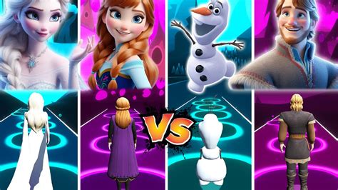 Frozen Elsa Vs Anna Vs Olaf Vs Kristoff Tiles Hop Let It Go Love