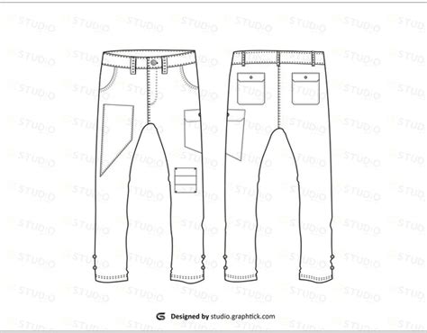 MENS CARGO PANTS FLAT SKETCH - shop.graphtick.com