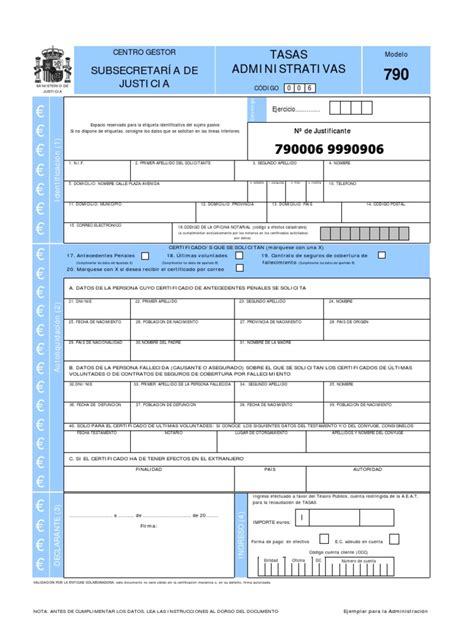 Formulario 790 006 Es Es Pdf Seguro Euro