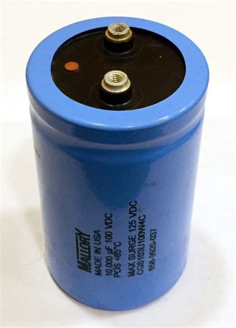 MALLORY CGS103U100W4C 100V DC 10000uF Screw Terminal Capacitor AS199