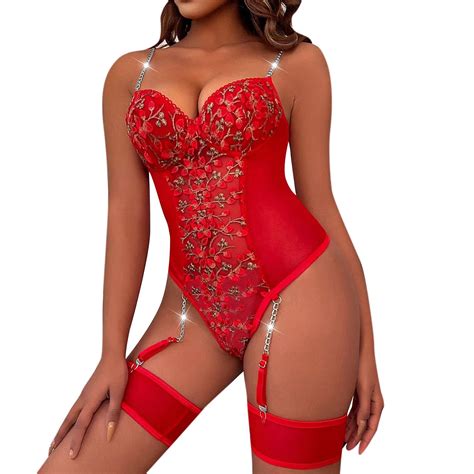 Womens Sexy Bodysuit Lingerie One Piece Clearance Lace Mesh Floral