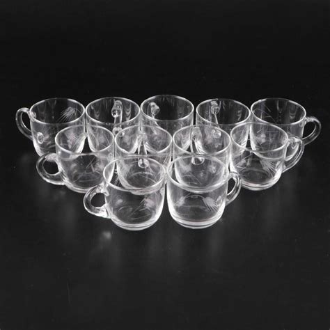 Etched Glass Punch Bowl With Punch Cups Everything But The House