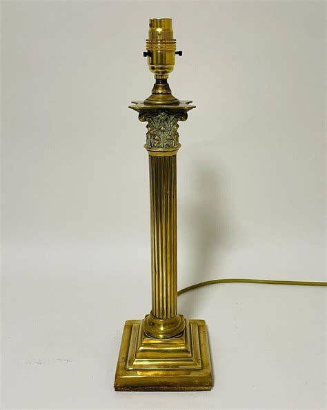 Antique Brass Corinthian Column Table Lamp