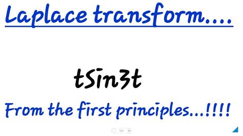 Laplace Transform Multiplication By T How To Find T Sin 3t YouTube