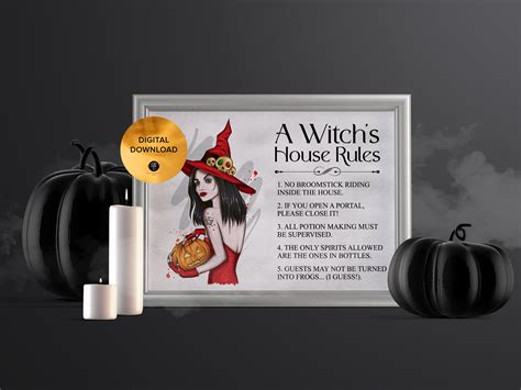 Halloween Witch House Rules Art Print Funny Witch Poster Etsy