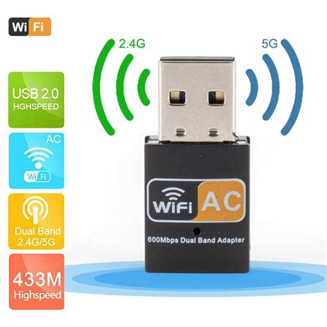 Wireless USB WiFi Adapter 600Mbps Wi Fi Dongle PC Network Card Dual