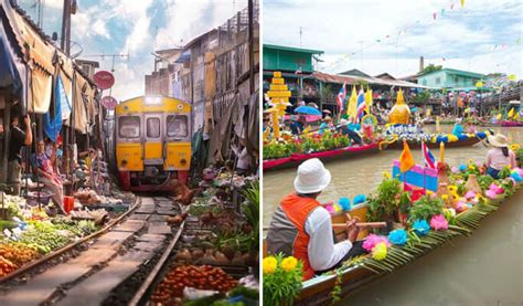 Train Ride into Maeklong Railway Market & Damnoen Saduak Floating ...