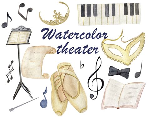 Watercolor Theater Clipart, Music Notes Png, School Clipart. - Etsy