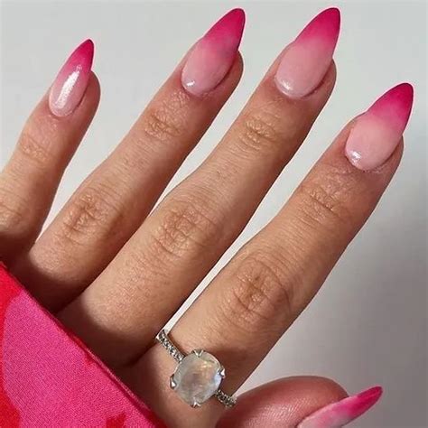 Glamermaid Hot Pink White Press On Nails Medium Almond