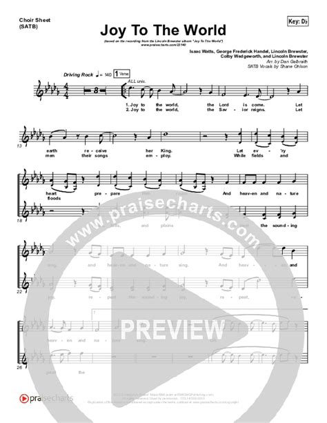 Joy To The World Choir Sheet Music PDF (Lincoln Brewster) - PraiseCharts