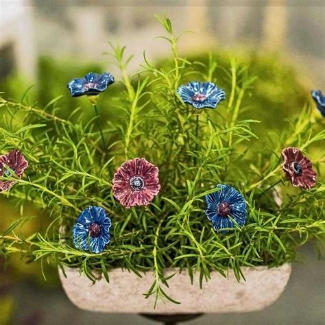 Fleur en céramique sur tige à planter Bleuet bleu vente au meilleur