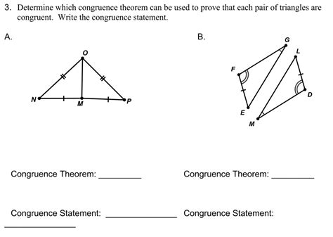 Solved 3 Determine Which Congruence Theorem Can Be Used To Prove That Each Pair Of Triangles