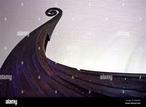 The Bow Of The Excavated Oseberg Viking Burial Ship In The Viking Ships