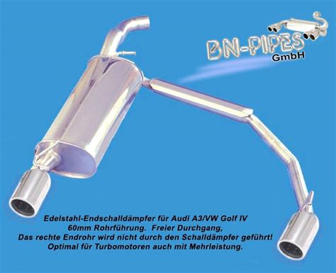 Bn Pipes Edelstahl Auspuff F R Vw Golf Duplex Esd Edelstahl Mit X