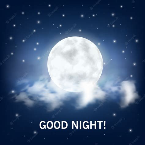 Premium Vector | Good night.realistic moon and clouds