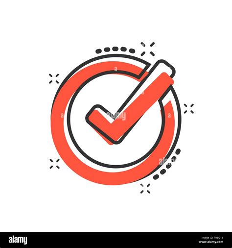 Check mark icon in comic style. Ok, accept vector cartoon illustration ...