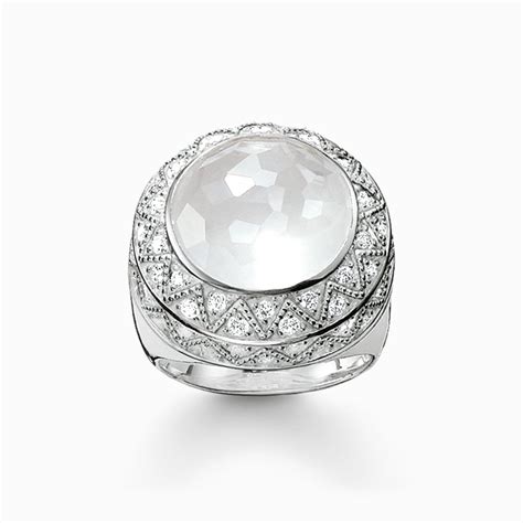 Thomas Sabo White Cz Milky Quartz Cocktail Ring Jewellery Ring