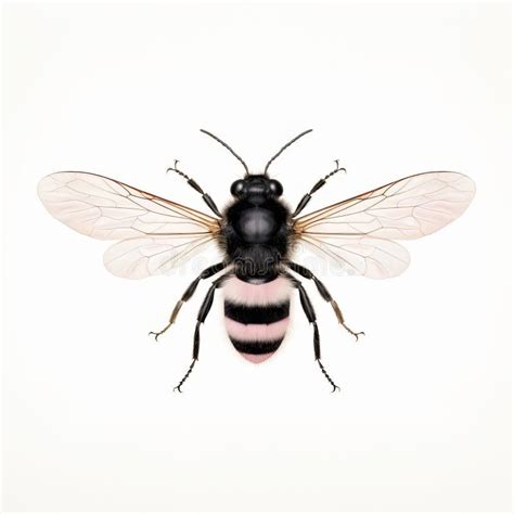 Pale Pink And Black Bee On White Background Stock Illustration