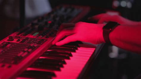 Musician Playing On The Keyboard Synthesizer Piano Keys Musician Plays