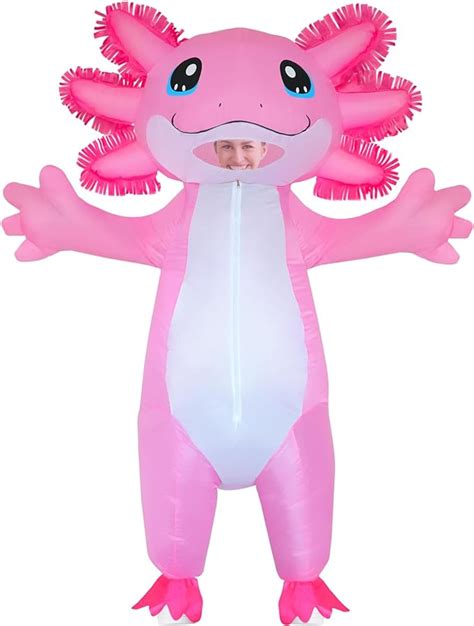 Zizwo Inflatable Costume Adult Axolotl Costumes Halloween Blow Up Costume Pink Axolotl Costume