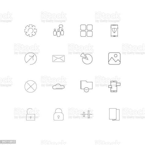網頁和文字簡單的線性圖示設置分級顯示的向量圖示向量圖形及更多保安圖片 保安 信息圖形 圓形統計圖 Istock