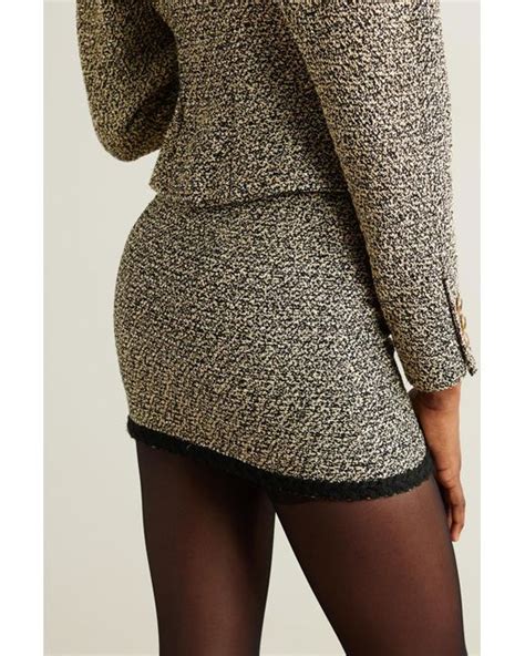 Alessandra Rich Sequin Embellished Cotton Blend Tweed Mini Skirt In