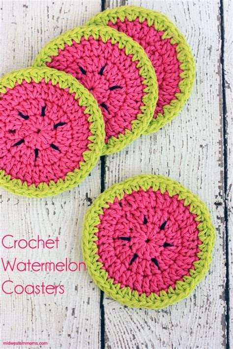 Free Crochet Watermelon Coaster Pattern