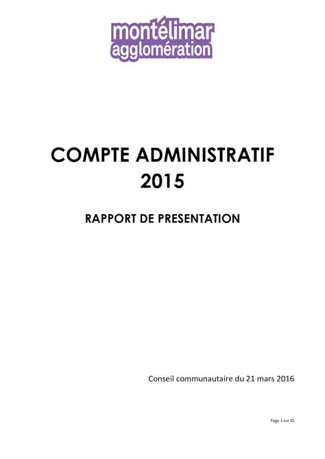 Calaméo Rapport présentation compte Administratif 2015