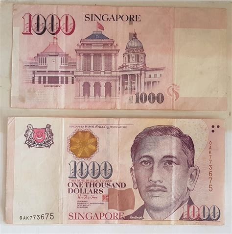 Limited Singapore Old Bank Notes Used 1000 Notes Legal Tender One Thousand Dollars President