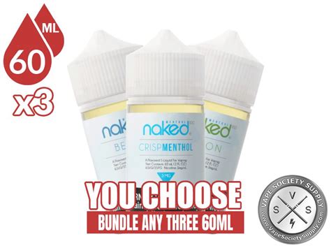 Naked 100 Menthol E Juice Bundle 3x60ml Variety Bottles