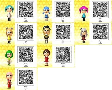 Tomodachi Life Vocaloid And Utau Qr Codes By Thesingettesrback On