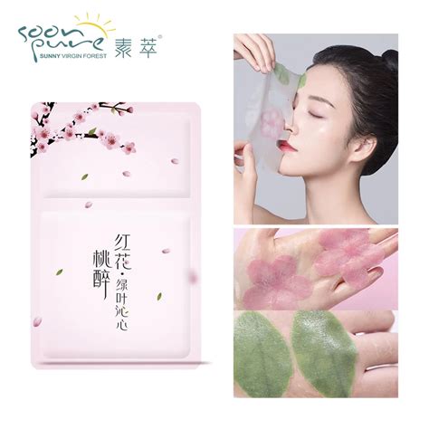 Soonpure Peach Blossom Leaf Face Mask Hyaluronic Acid Anti Aging Anti