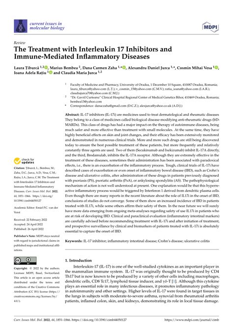 Pdf The Treatment With Interleukin 17 Inhibitors And Immune Mediated