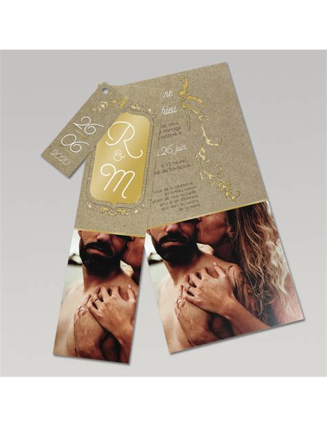 Faire Part De Mariage Triptyque Romantique Avec Dorure Pow Imp Fr