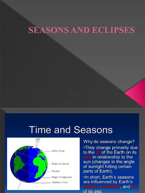 Seasons and Eclipses | PDF | Eclipse | Solar Eclipse