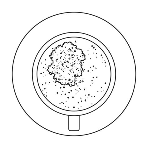Vista Superior Del Icono De Contorno De Vectores De Caf Tapa De Caf