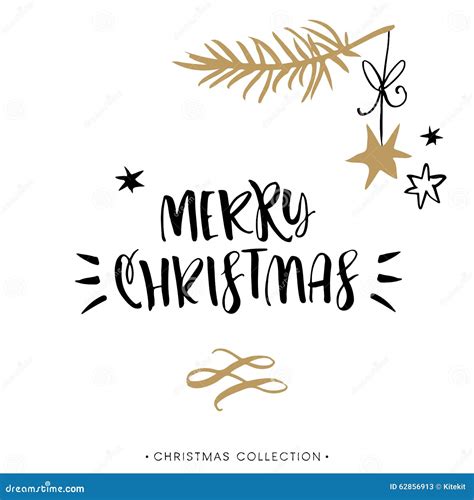 Merry Christmas Christmas Greeting Card With Calligraphy Stock Vector