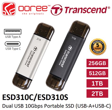 TRANSCEND EXT SSD ESD310C ESD310S DUAL USB 10 GBPS EXTERNAL PORTABLE