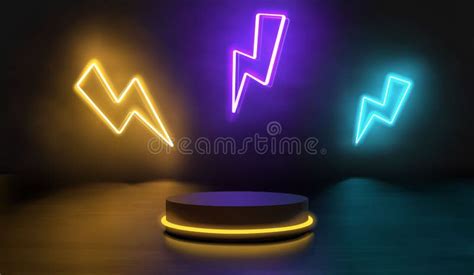 Neon Thunderbolt Icon Glowing Neon Lightning Bolt Electrical Storm