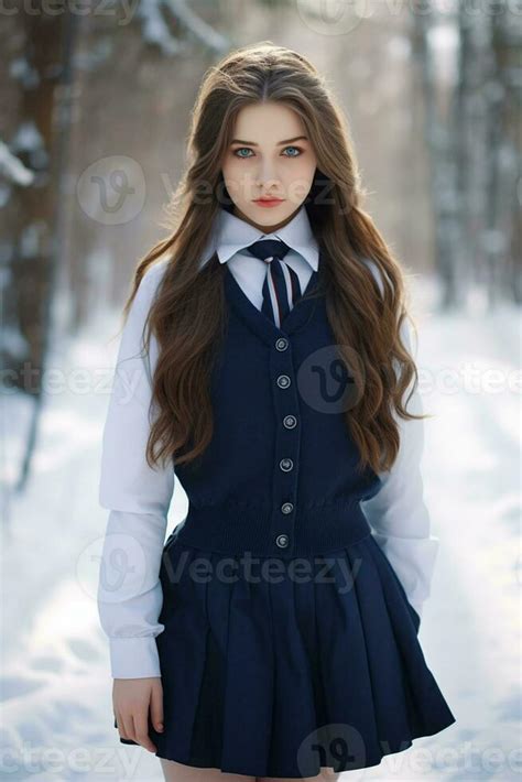 AI generated a beautiful Russian high school student girl in school ...