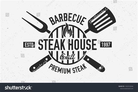 Steak House Barbecue Restaurant Logo Poster Stock Vector Royalty Free 1202553046 Shutterstock