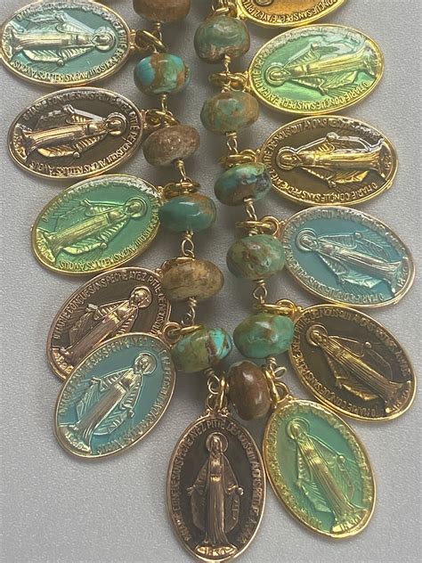 Miraculous Medal Of Mary Necklace Enamel Holy Medals On African