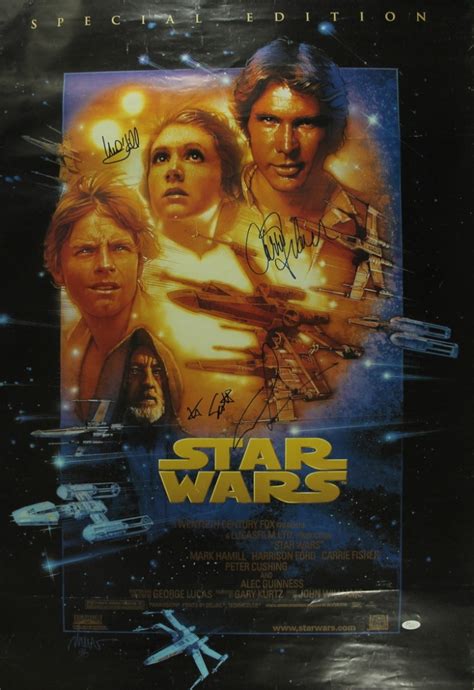 Star Wars Cast Signed 27x40 Movie Poster With George Lucas Mark Hamill