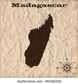 Madagascar Old Map Grunge Crumpled Paper Stock Vector Royalty Free